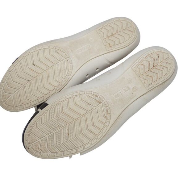 Crocs White and Black Almond Cap Toe Ballet Flats, Size 8 - Picture 5 of 7